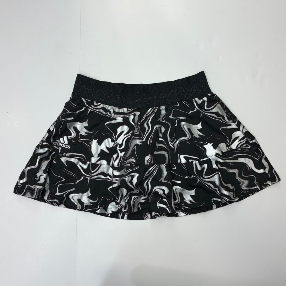 Adidas Aeroready Women Black Silver Metallic Marble Tennis Skort Size M